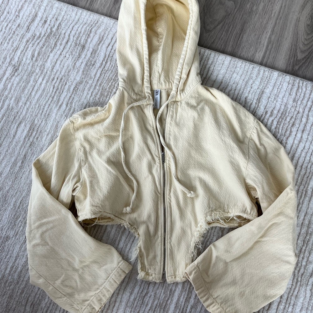 Zara cropped zip up hoodie